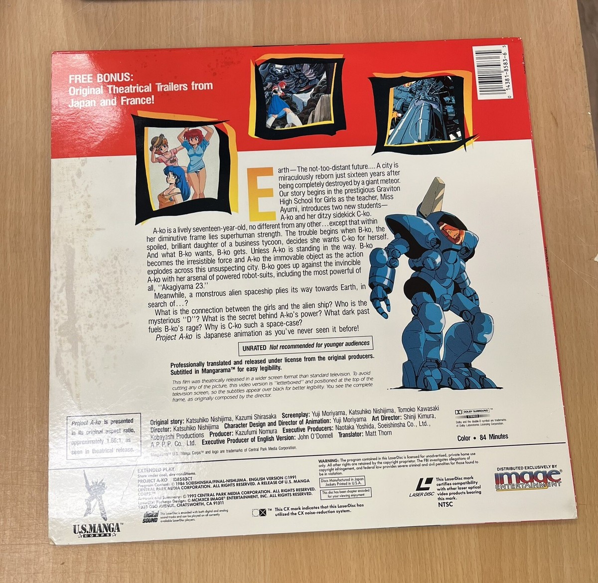 Project A-KO Laserdisc Widescreen Edition Anime Japanese w