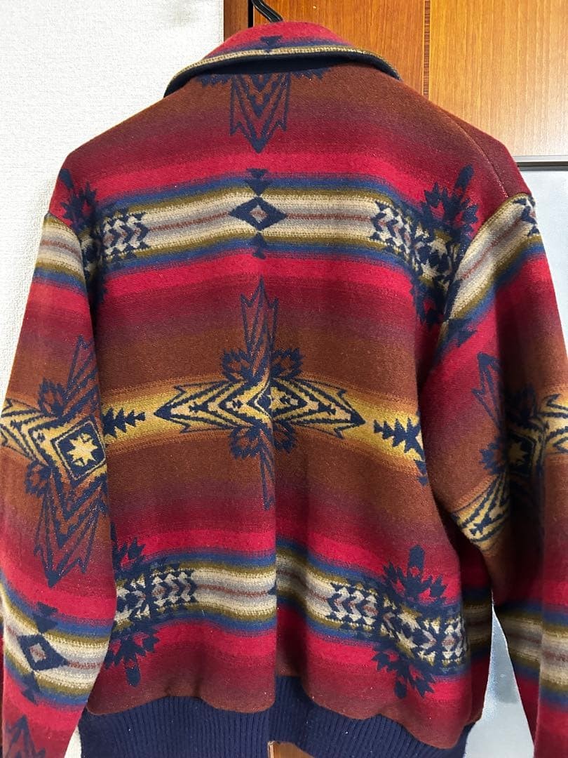 Pendleton Native Pattern Jacket Red Navy Made in … - image 2