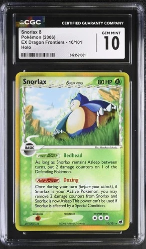 CGC 10 GEM MINT Snorlax 2006 EX Dragon Frontiers 10/101 Holo Pokemon Card