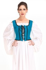 Medieval Wench Pirate Renaissance Costume Reversible Peasant Bodice Ocean