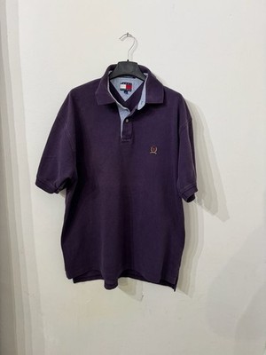 Vintage Tommy Hilfiger Poloshirt lila Wappen Logo Pique