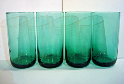 Metropolitan Libbey Juniper Emerald Teal Green 18oz Water Tea Glass Tumblers Vtg