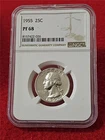 1955 PROOF WASHINGTON SILVER QUARTER   NGC PF 68    NO SPOTS     #T0560