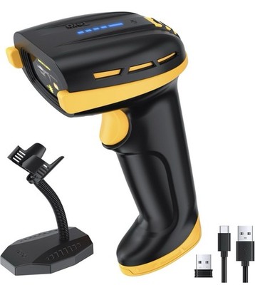 Tera Pro Barcode Scanner Wireless Bluetooth QR 1D 2D Rechargeable Yellow D6100