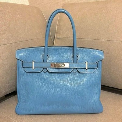 Hermes Birkin 30 Togo Clemence Blue Jean Silver Hardware Gebraucht