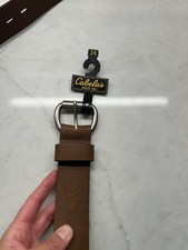 NEW Cabela's Brown Men's Dress Belt Size 34 Buckle Hardware Solid