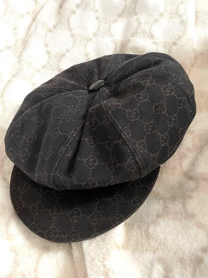 Cappotto Gucci Casse marrone cotone berretto L 7 5 in tesa 7 in altezza 23 in circonferenza testa