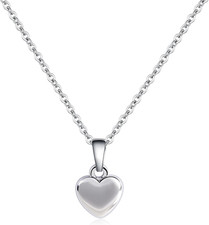 Silver Heart Necklace for Women - Hypoallergenic Dainty Silver Heart Pendant on