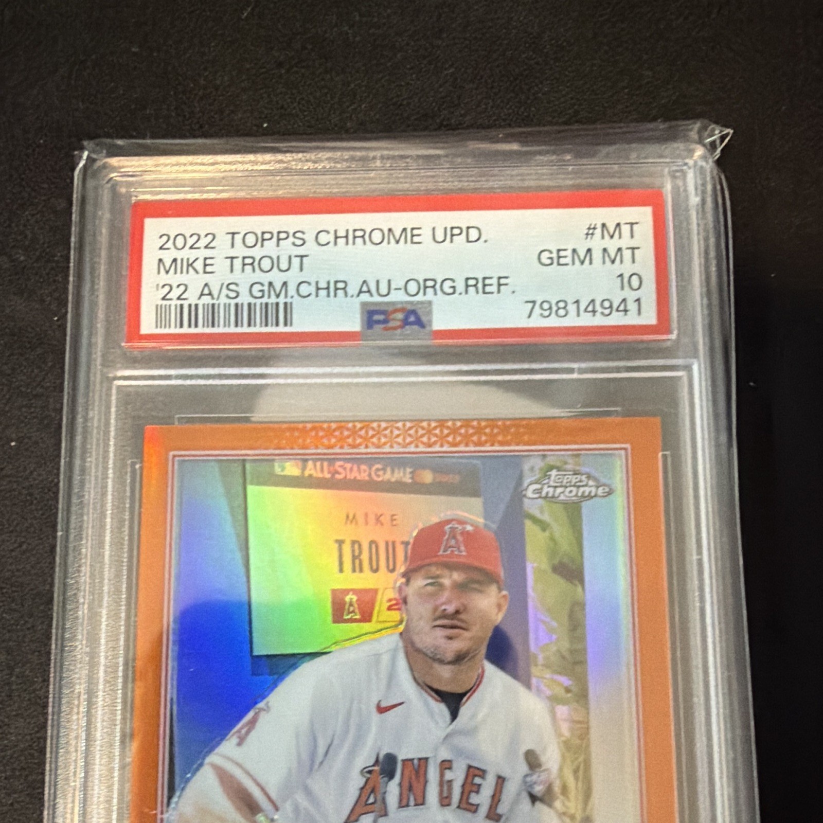 Topps 2022 Chrome Update Mike Trout All-Star Game Auto Orange /25 PSA 10 ASGA-MT view 3