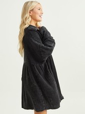 Altar'd State Women's Oversized Black Shirt Dress Effortless Chic Versatile