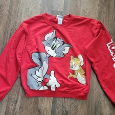 Tom And Jerry Sweatshirt Youth XLarge Red Sweater Cartoon Character