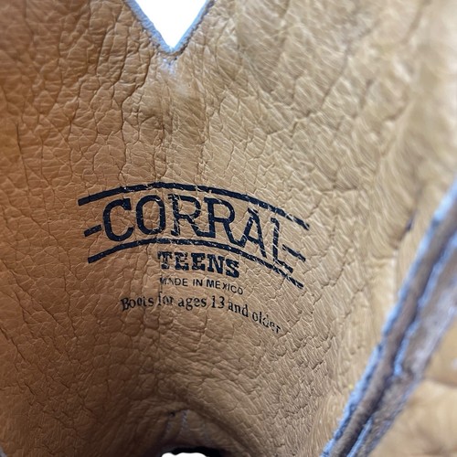 CORRAL Youth Teens Turquoise Leaf Leather Cowboy Cowgirl Boots Size 2 Style 3251 - Picture 8 of 16