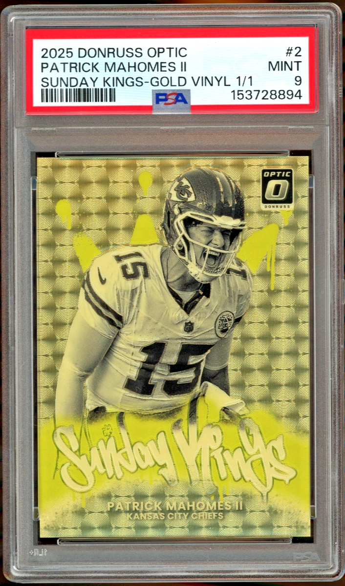 2025 Donruss Optic Patrick Mahomes Sunday Kings 1/1 Gold Vinyl PSA