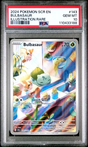 2024 POKEMON SCR EN-STELLAR CROWN ILLUSTRATION RARE #143 BULBASAUR PSA 10