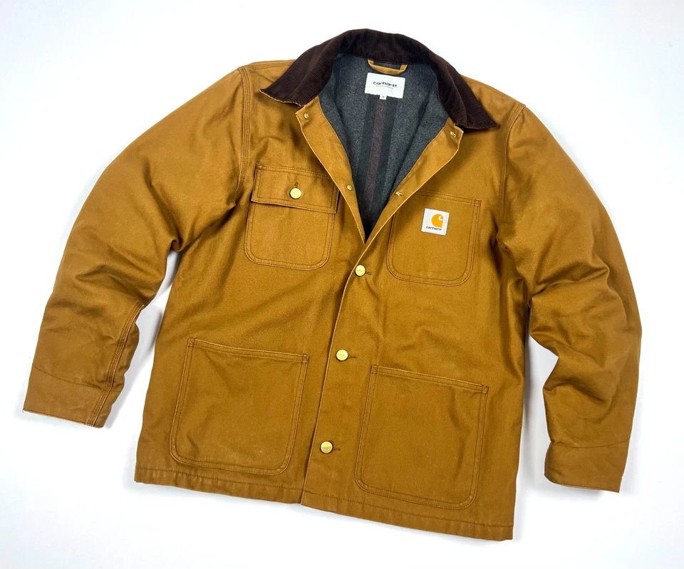 Men's CARHARTT Michigan Beige Cotton/Wool Lined Jacket Casual Size M/L - Image 4 of 4