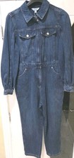 M&S Denim Jumpsuit Size 12 Regular Button Front Long Sleeve Casual Utility