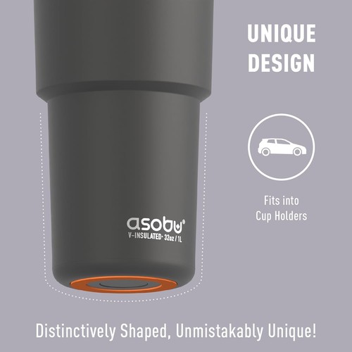 asobu Cosmic Water Bottle - 32oz/1 ltr Stainless Steel Chilled Black - Picture 3 of 7