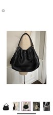 Cole Haan Black Pebble Leather Village Shoulder Bag Satchel Silver Hardware