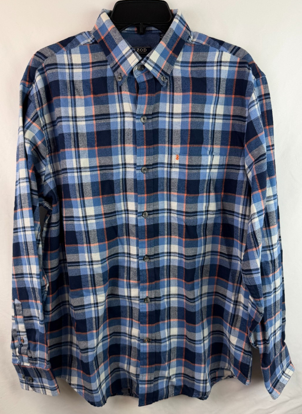 IZOD Multicolor Plaid Flannel Button Down Long Sleeve Shirt Men's Size M