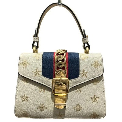 Gucci Syie B Star 470270 Beige Leather Shoulder Bag Used