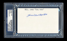 JAMES COOL PAPA BELL SIGNED MINT INDEX CARD PSA/DNA SLABBED HOF AUTOGRAPHED