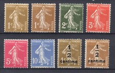 SERIE TIMBRES N° 277A-279B NEUF XX - GOMME ORIGINALE - SEMEUSE - TTB.