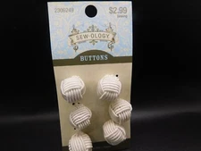 Sew ology White Knotted Ball shank  Buttons 6pc 9/16" 15mm