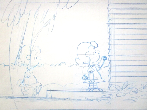 LUCY PEANUTS Charles Schulz ORIGINAL PRODUCTION cel DRAWING LAYOUT snoopy