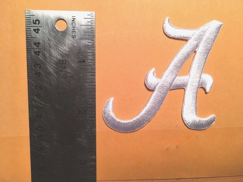 Alabama patch univ of AL white a iron on patches embroidered A emblem 2 pieces - Picture 3 of 5