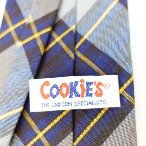 Skinny Tie Men Blue Plaid Tartan Woven Oxford School Necktie Pre Tied COOKIES - Picture 2 of 8