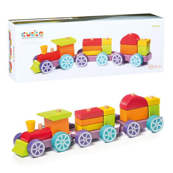 "*Cubika 12923 Holzzug \"Rainbow Express\" Stapelbar Motorikspielzeug Holz Neu&Ovp"-image