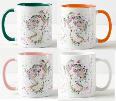 Frog Dancing Frogs animals Watercolour Art Coloured Mug Cup