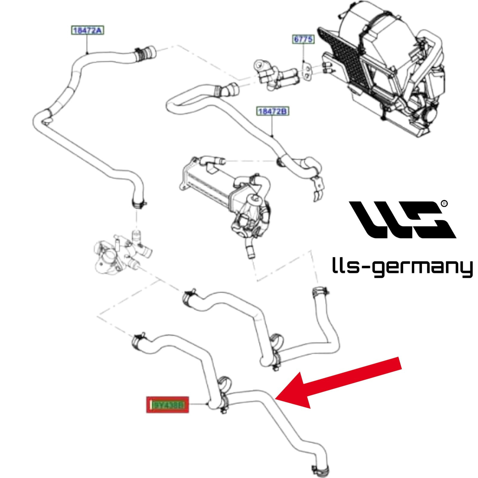 Coolant Hose For Ford Transit 2.2 TDCI 1751032, CC119Y438AC- CC119Y438AD
