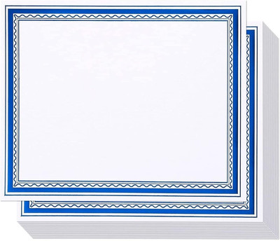 Certificate Paper with Blue Foil Border, Award Certificates (White, 8.5 X 11 In,