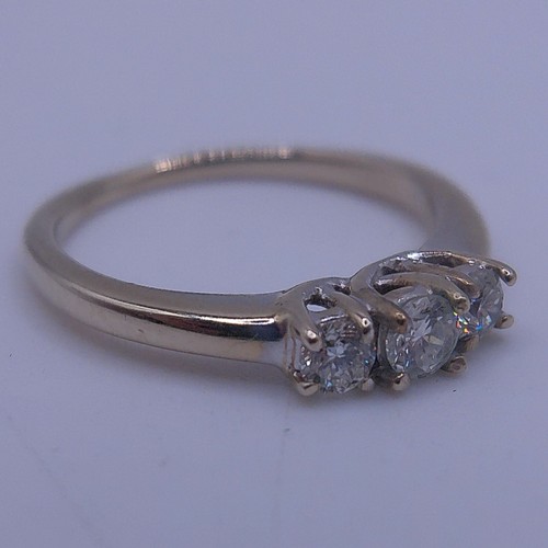MA1) 14k White Gold Diamond .21TCW Size 3.25 "Past, Present, Future" Ring - 1.6g - Picture 7 of 9