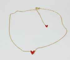 Women Jewelry Titanium Stainless Steel Red Enamel Heart Love Chain Necklace 16"