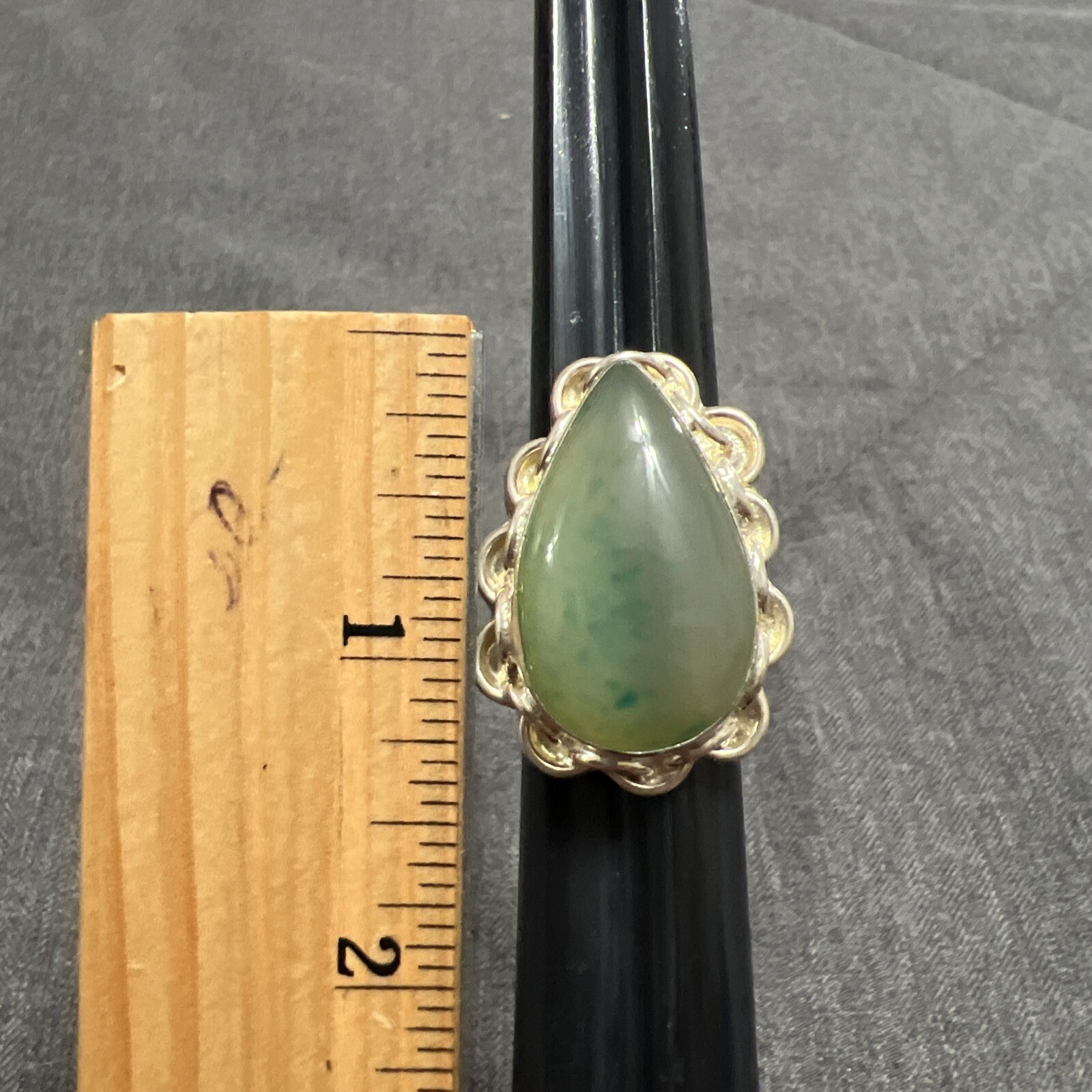 Sterling Silver  Pear Shape Ring Large Chrysopras… - image 7
