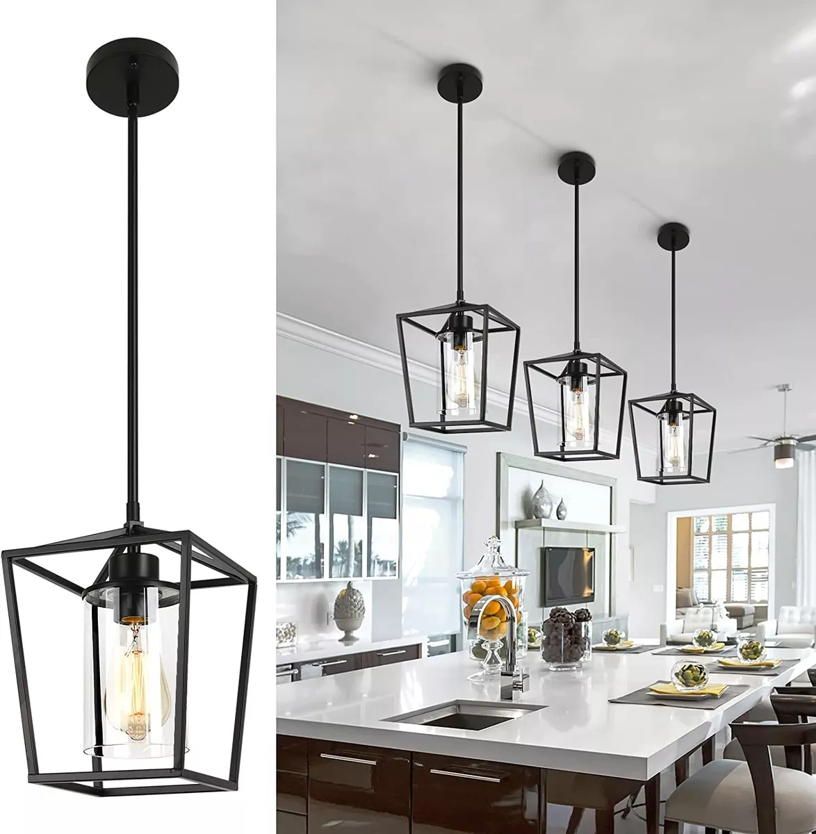 Black pendant glass sale light