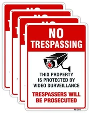 Large Outdoor No Trespassing Aluminum Signs UV Printed 10x14 Inch 4-Pack