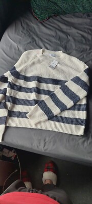 womens blue & white striped jumper brand new with tags wool knit matalan winter