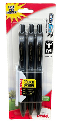 Pentel EnerGel-X Retractable Liquid Gel Pen, 3-0.7mm Metal Tip, Medium Line, Blk