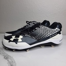 Under Armour Authentic MLB Mens Sz 15 Heater Charged Baseball Cleats Black White