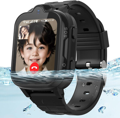 4G Smartwatch Kinder mit GPS und Telefon SOS - IP67 Wasserdicht Kinderuhr WiFi