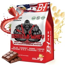 GORILLA Whey Protein 2KG/5KG | Costruttore Muscolare, Muscolo Magro-Martello Nero USA
