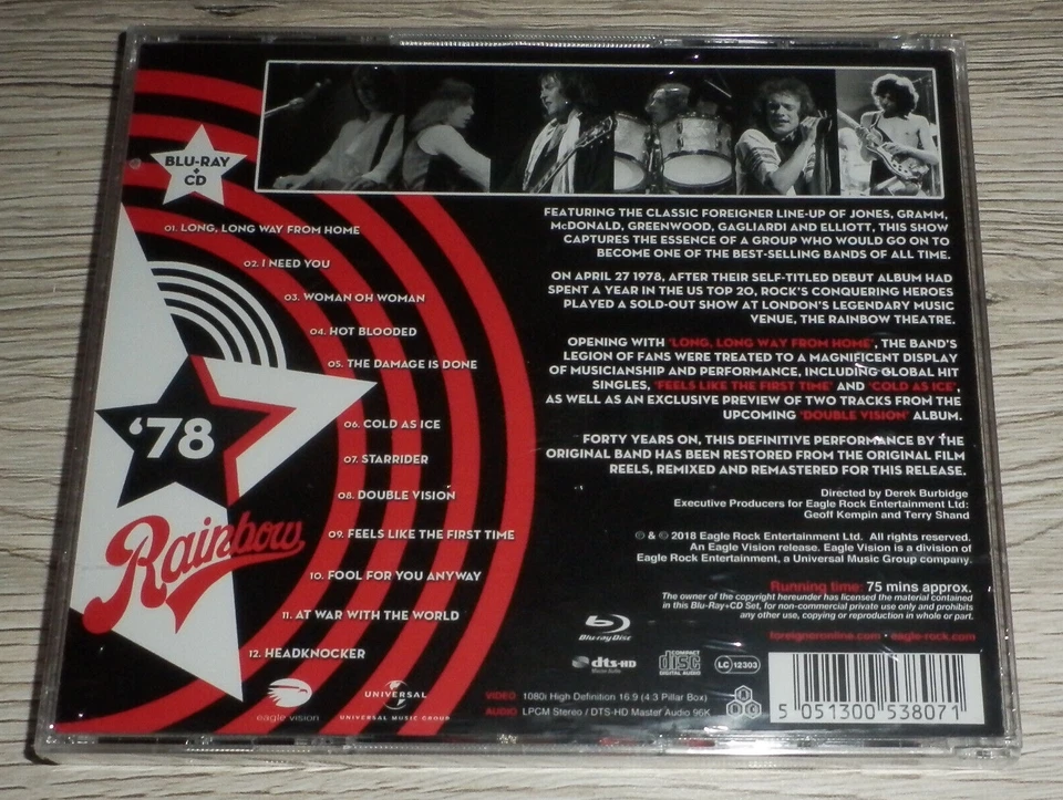 FOREIGNER Live at the Rainbow '78 CD+Blu-ray 2018 Eagle Vision ERBCD5380 NEU OVP - Bild 2 von 2