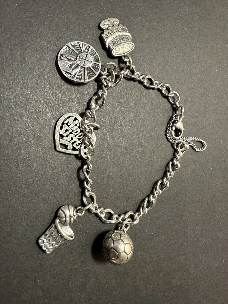 James Avery Silver Charm Bracelet 5 Charms Basketball 3d Soccer