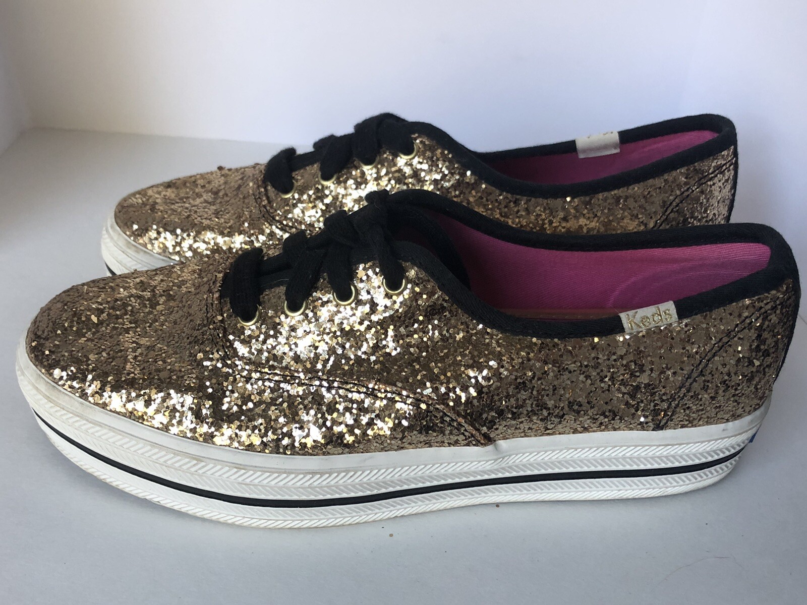 Kate Spade Keds Gold Glitter Sneakers Triple Decker S… Gem