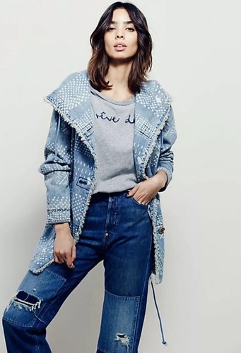 FREE PEOPLE Oversized Bleached Chambray 