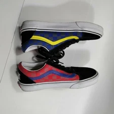 VANS Old Skool Checkerboard Skate Shoes Red/Blue/Yellow 500714 Mens Size 6 7.5