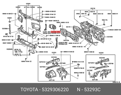 Genuine OE deflector, radiator side, right, 5329306220 for TOYOTA 
